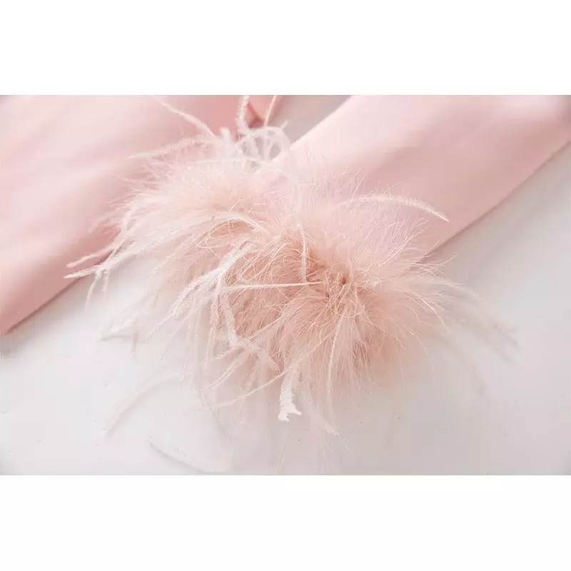 Luxury Pink Feather Pantsuit