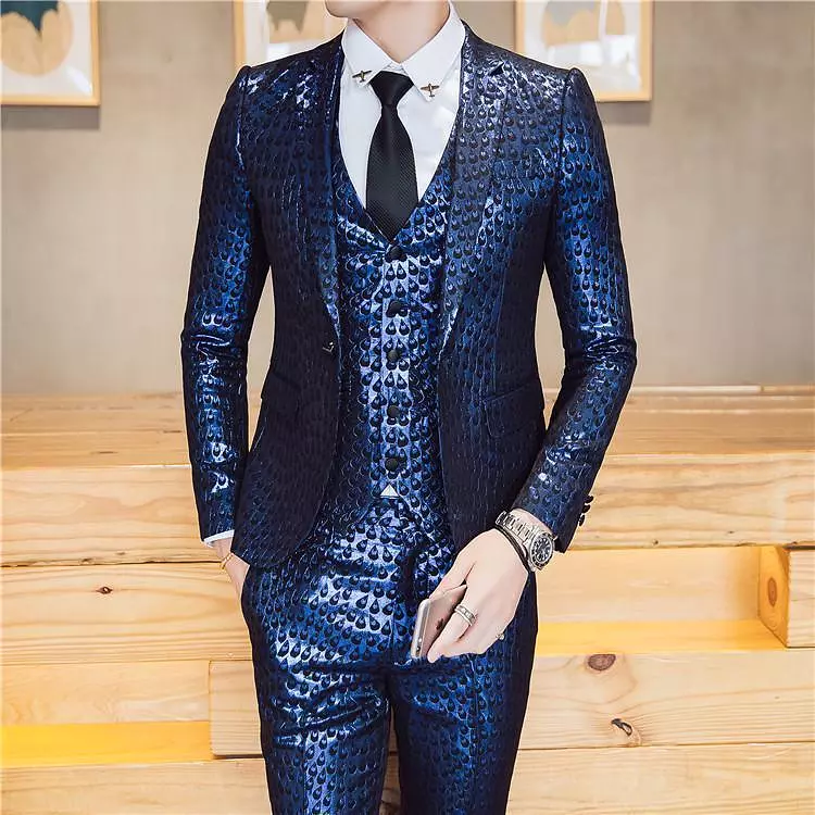 M. Jagger Jacquard Three Piece Suit