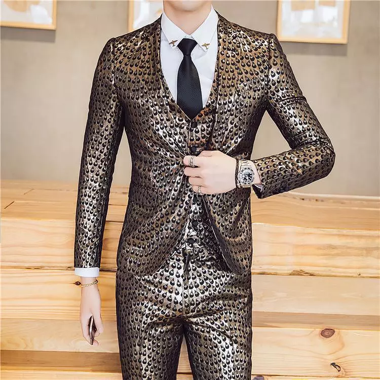 M. Jagger Jacquard Three Piece Suit