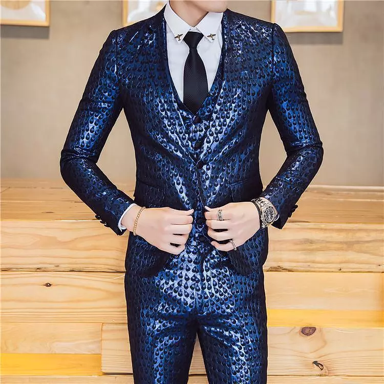 M. Jagger Jacquard Three Piece Suit