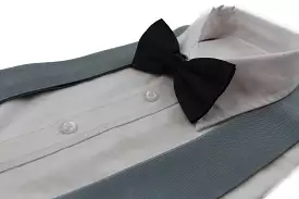 Mens Grey 120cm Extra Wide Suspenders & Black Bow Tie Set