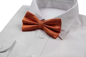 Mens Orange Plain Coloured Checkered Bow Tie