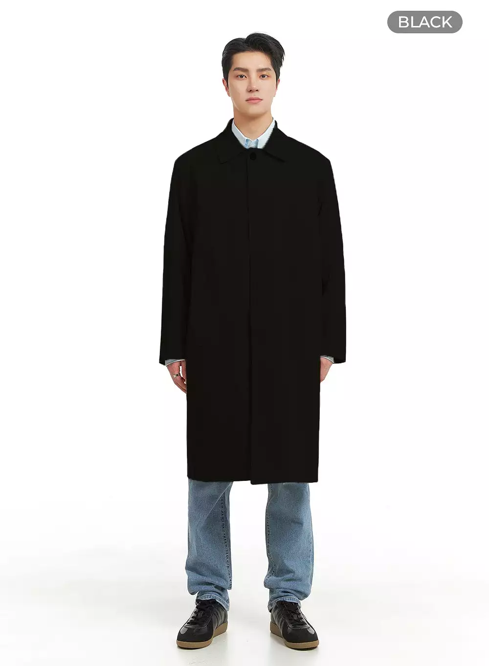 Men's Solid Cotton Trench Coat IA401