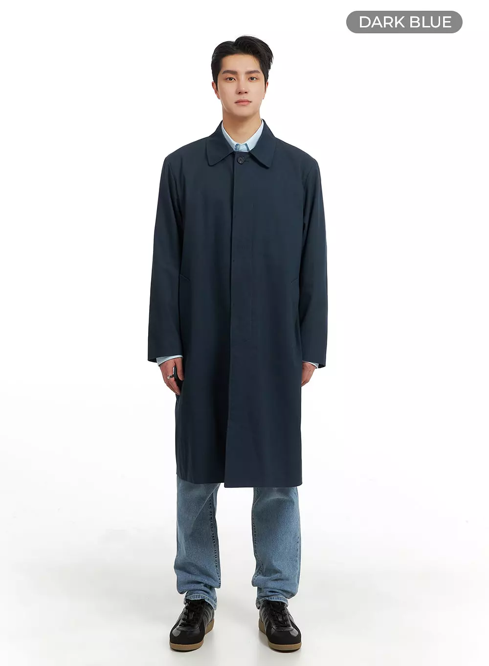 Men's Solid Cotton Trench Coat IA401