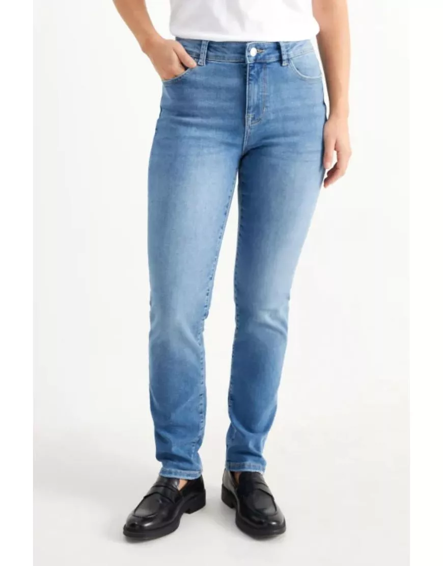 Mid Rise Slim Jeans Stretchable Mid Blue