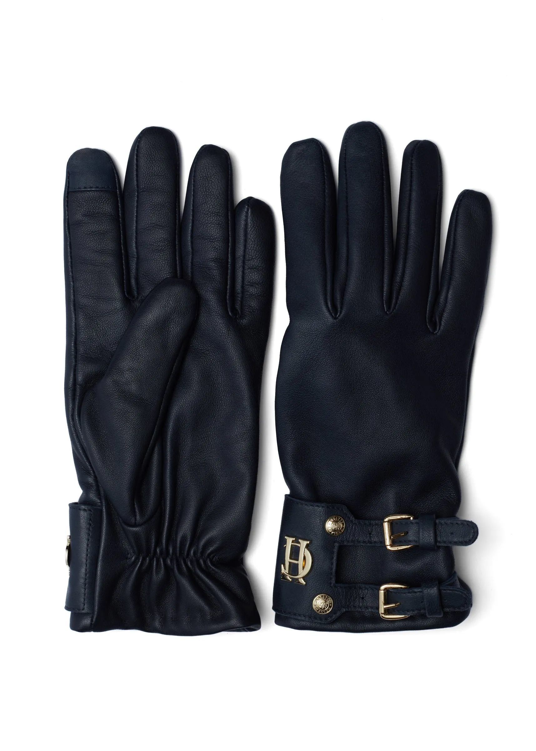 Monogram Leather Gloves (Ink Navy)