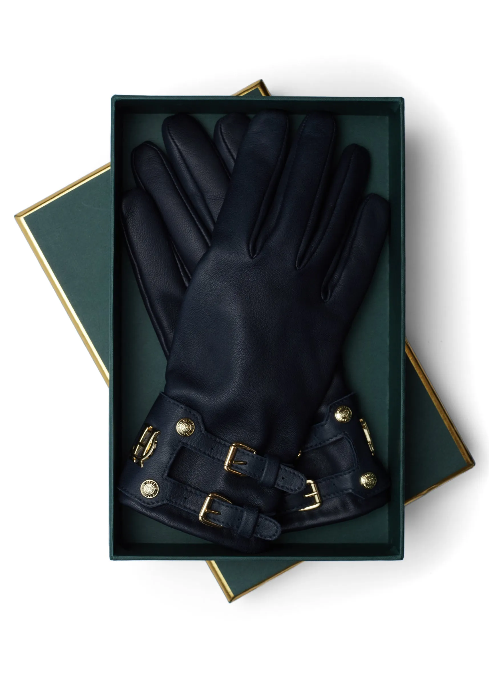 Monogram Leather Gloves (Ink Navy)