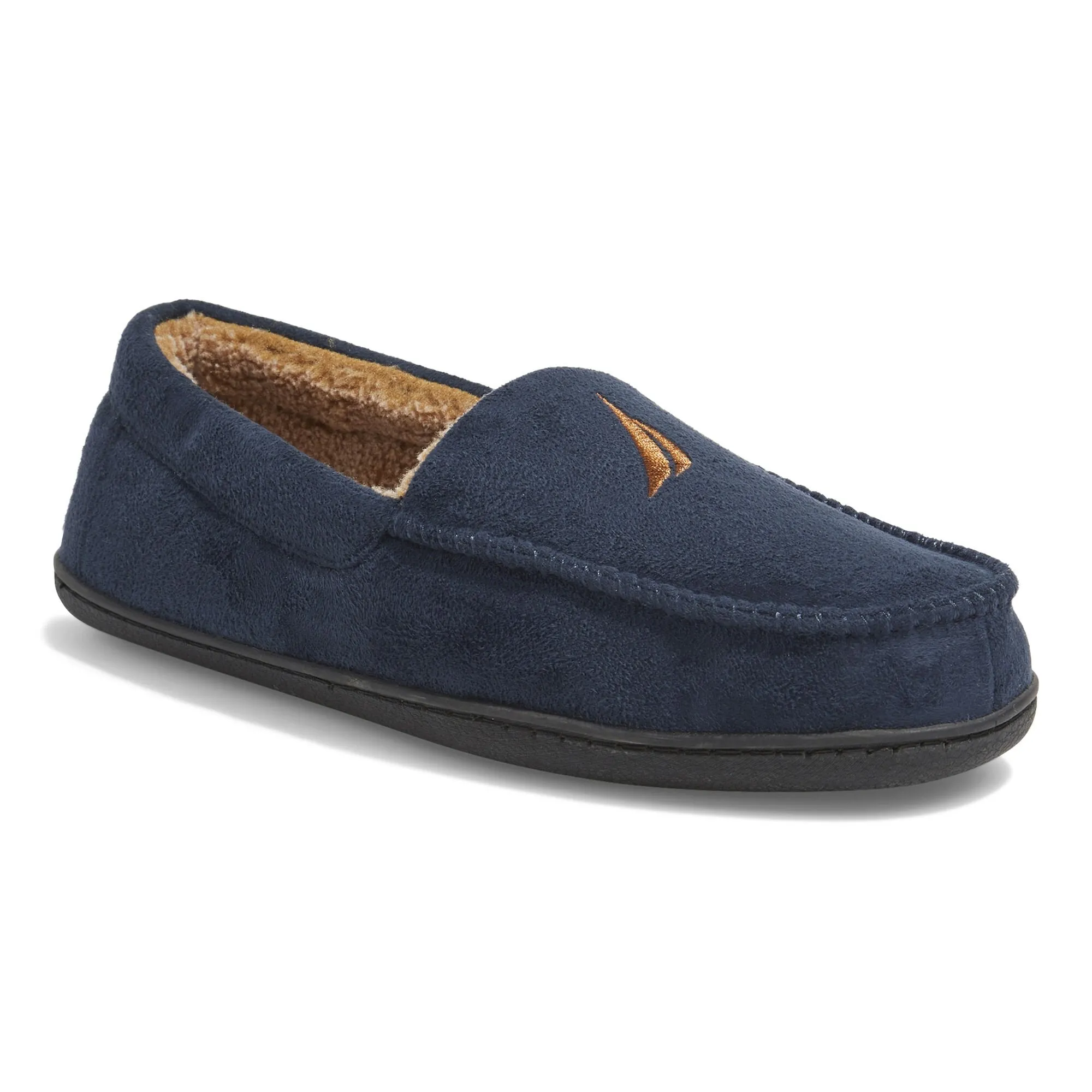 Nautica Men's Microsuede Fleece Lined Slippers Navy