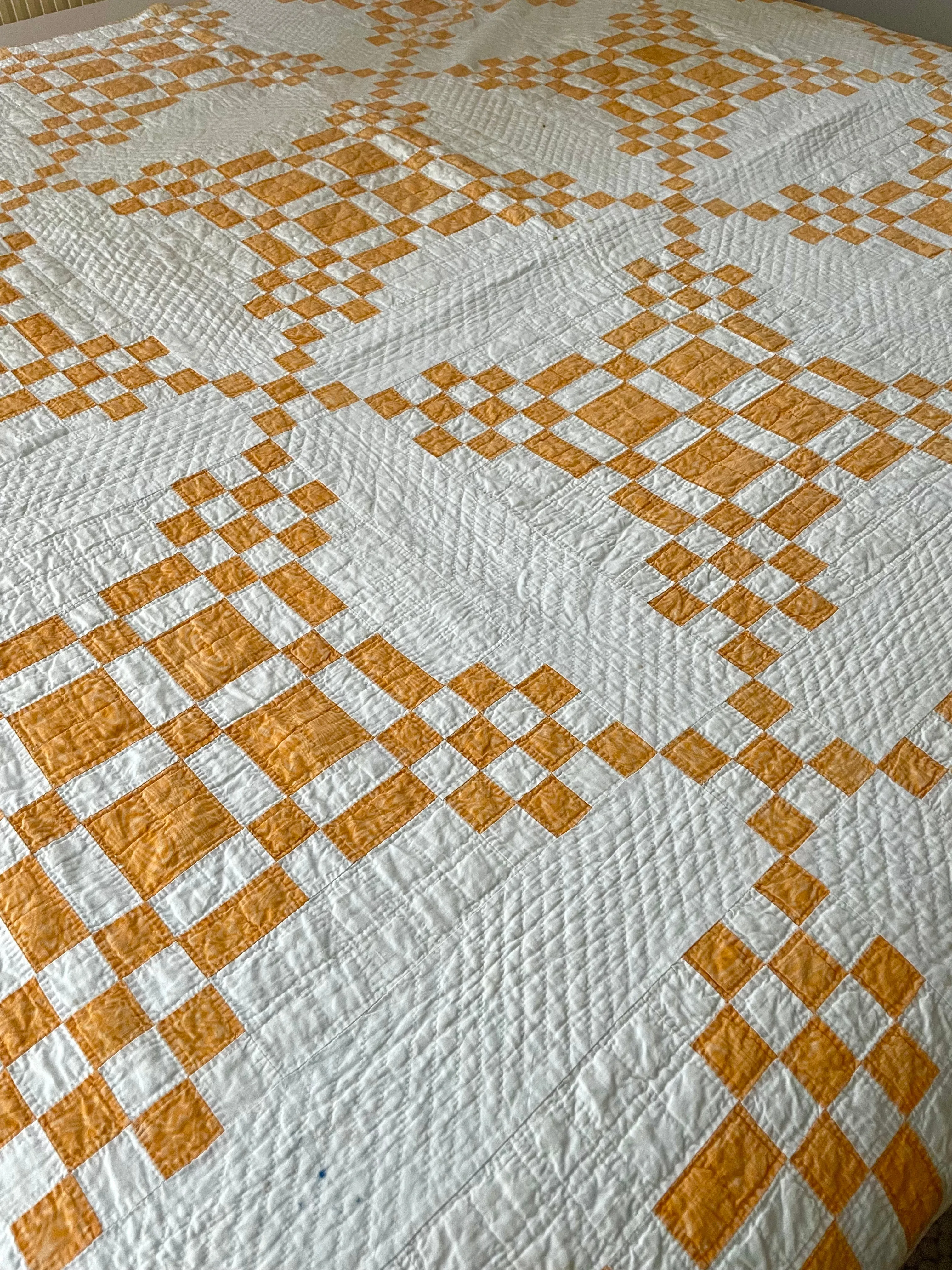 Nine Patch Chain Vintage Quilt