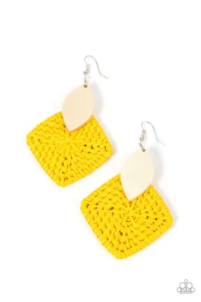 Paparazzi Accessories - Sabbatical WEAVE - Yellow Earrings