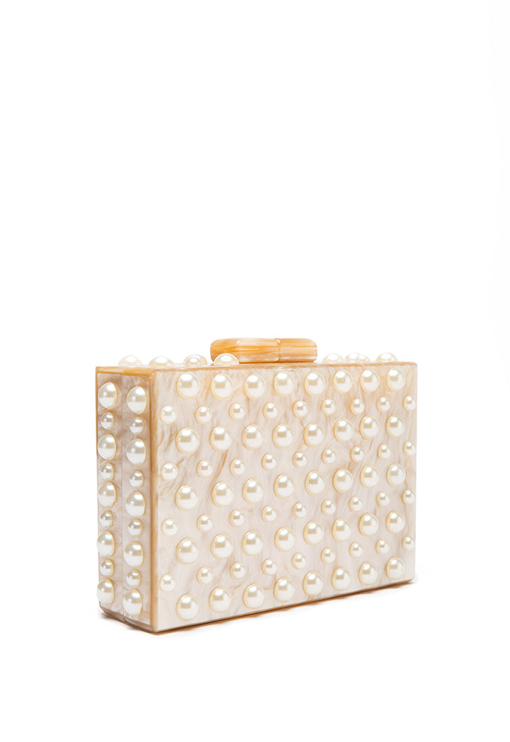 Pearly Resin Clutch Bag