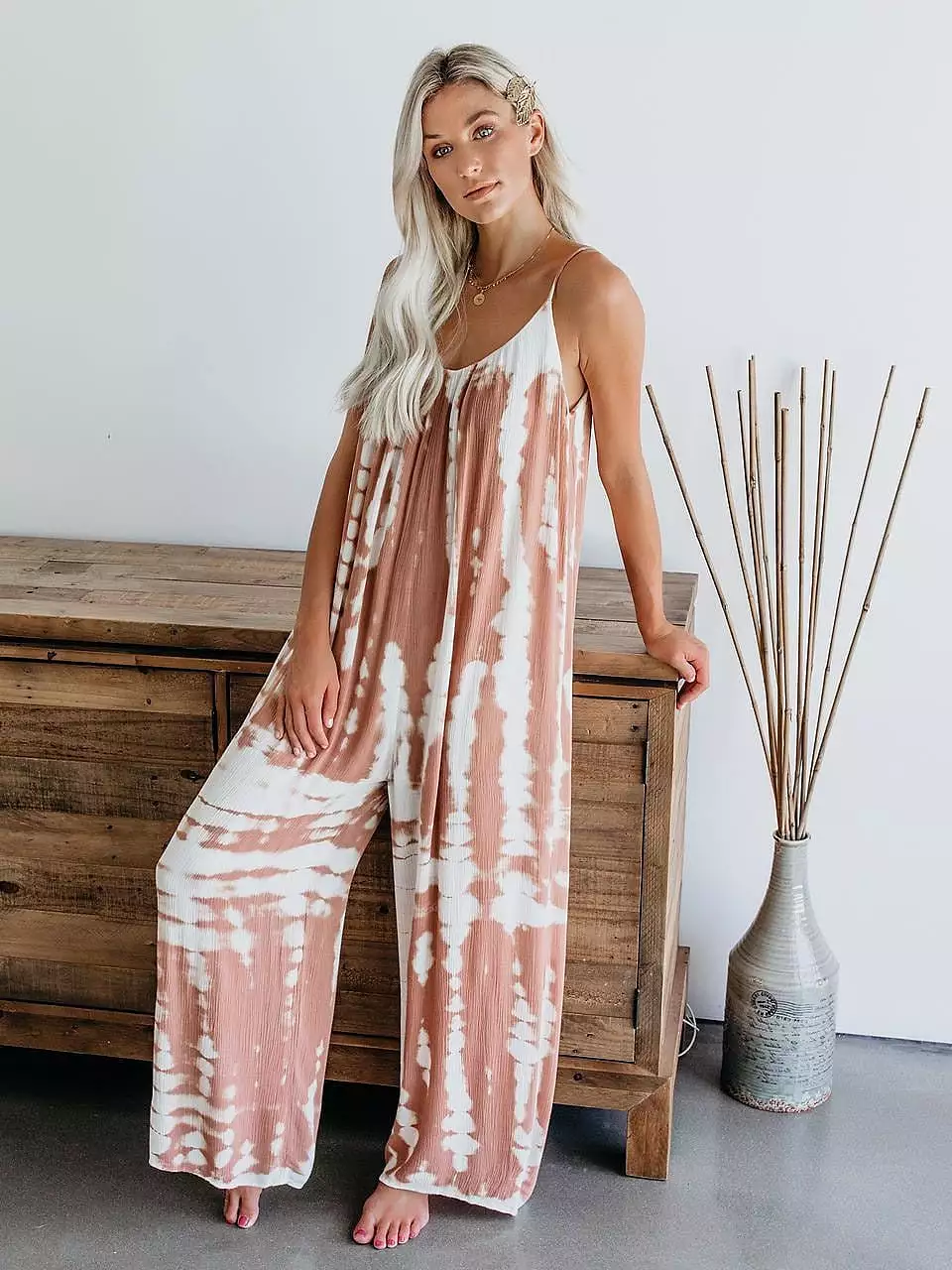 Pink Tie Dye Wide Leg Women's Overalls for Everyday Comfort