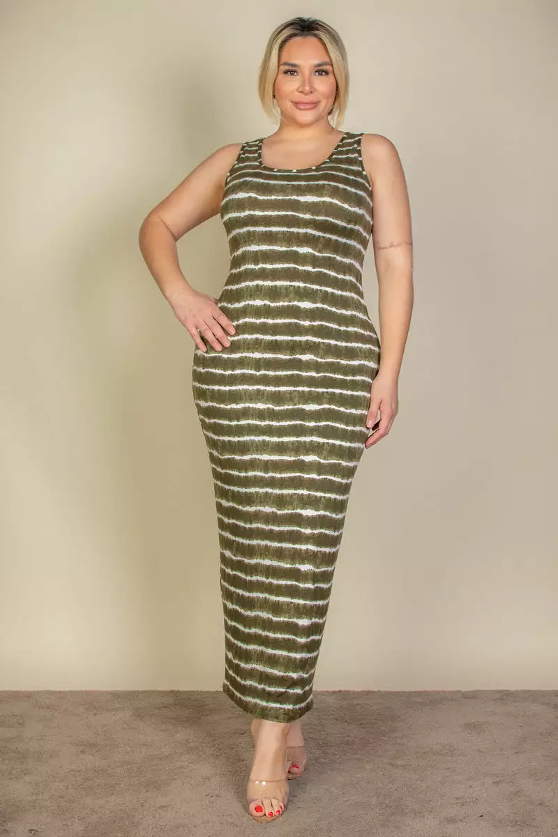 Plus Size Tie Dye Printed Tank Maxi Dress