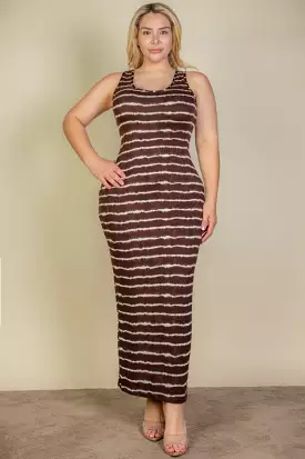 Plus Size Tie Dye Printed Tank Maxi Dress