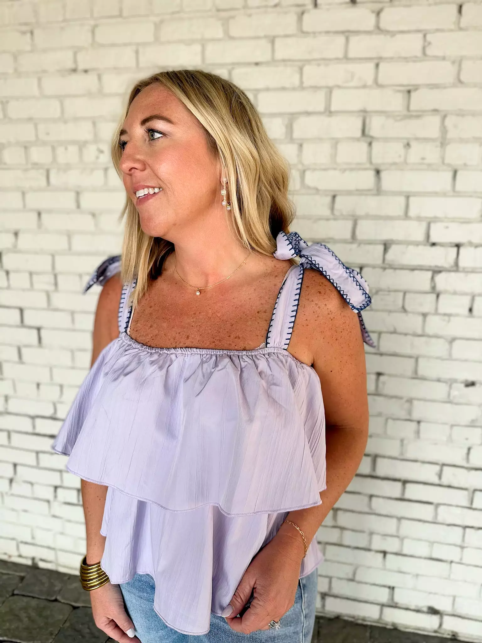 Pretty Women Ruffle Tiered Sleeveless Top - Lavender