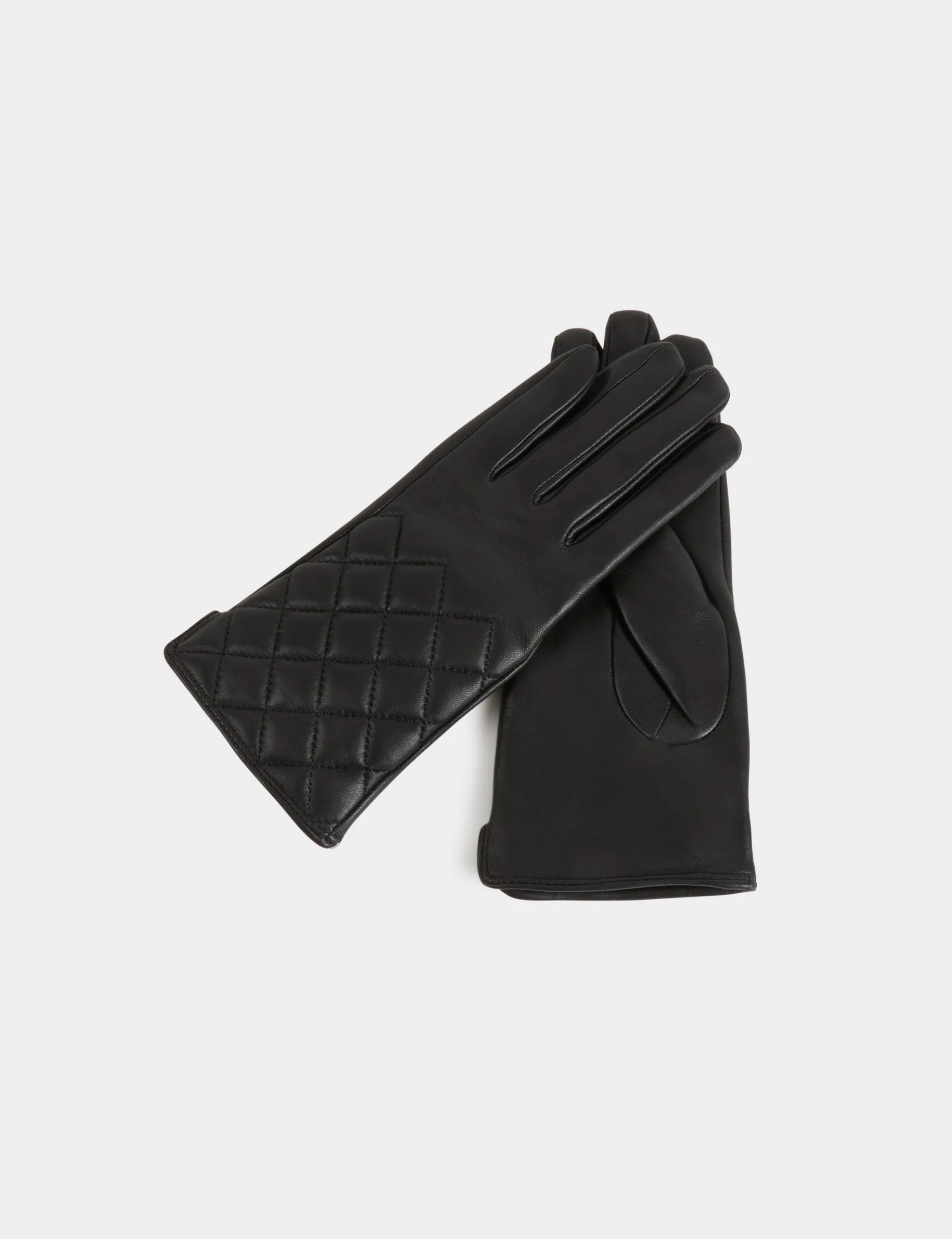 Quilted leather gloves black women