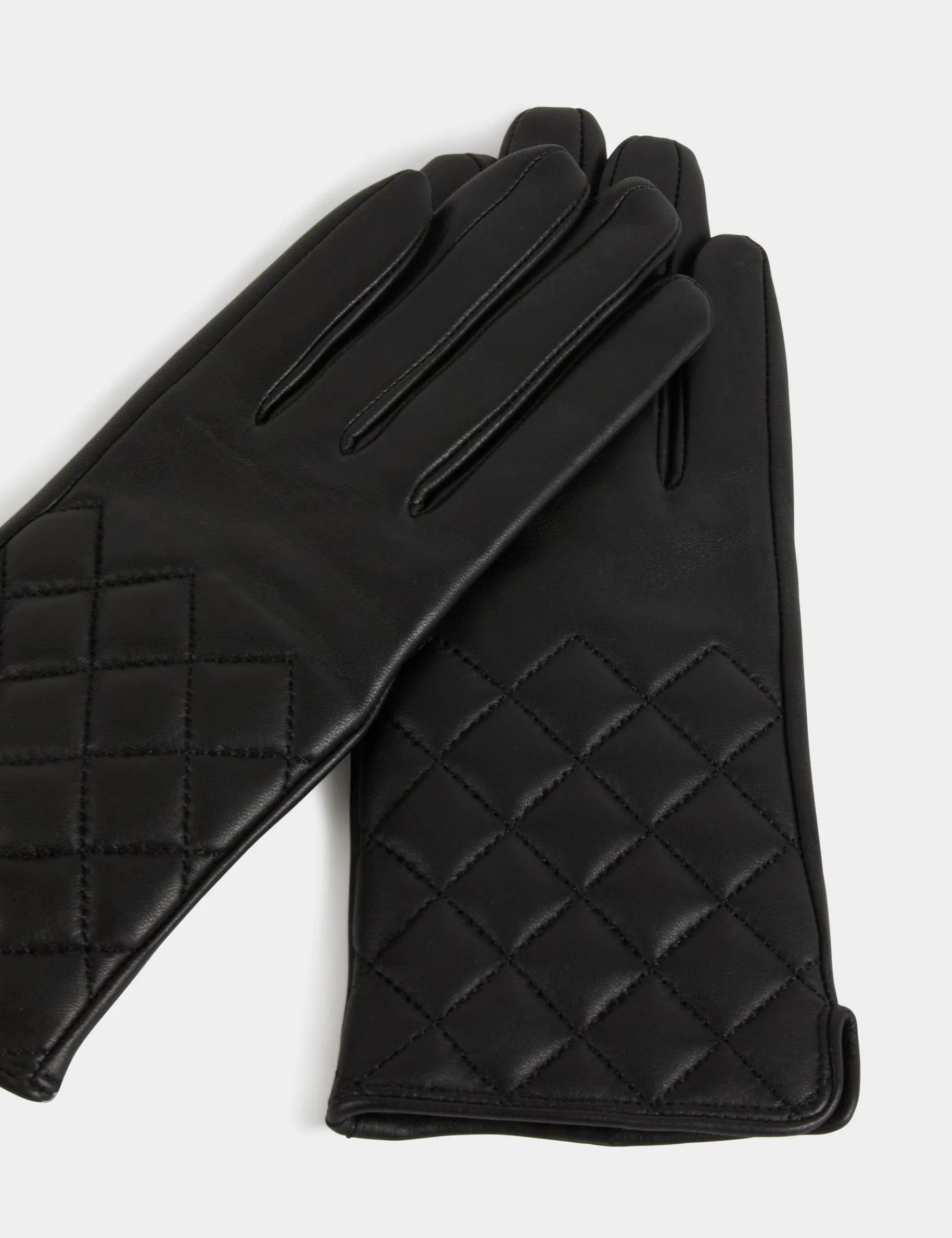 Quilted leather gloves black women