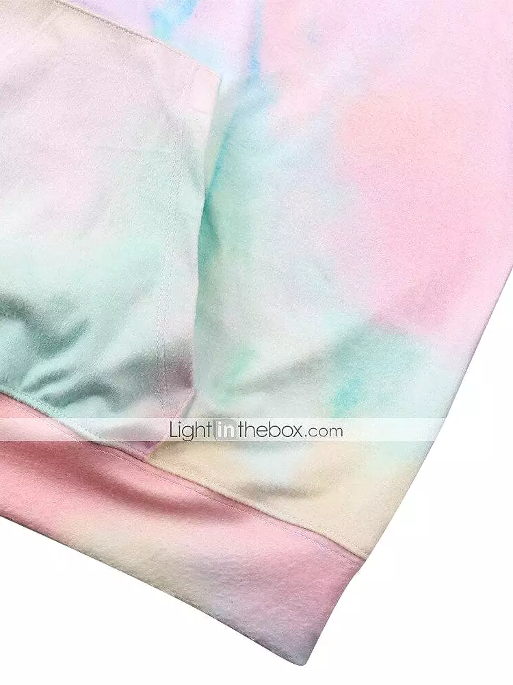 Rainbow Tie-Dye Hoodie Pullover for Women