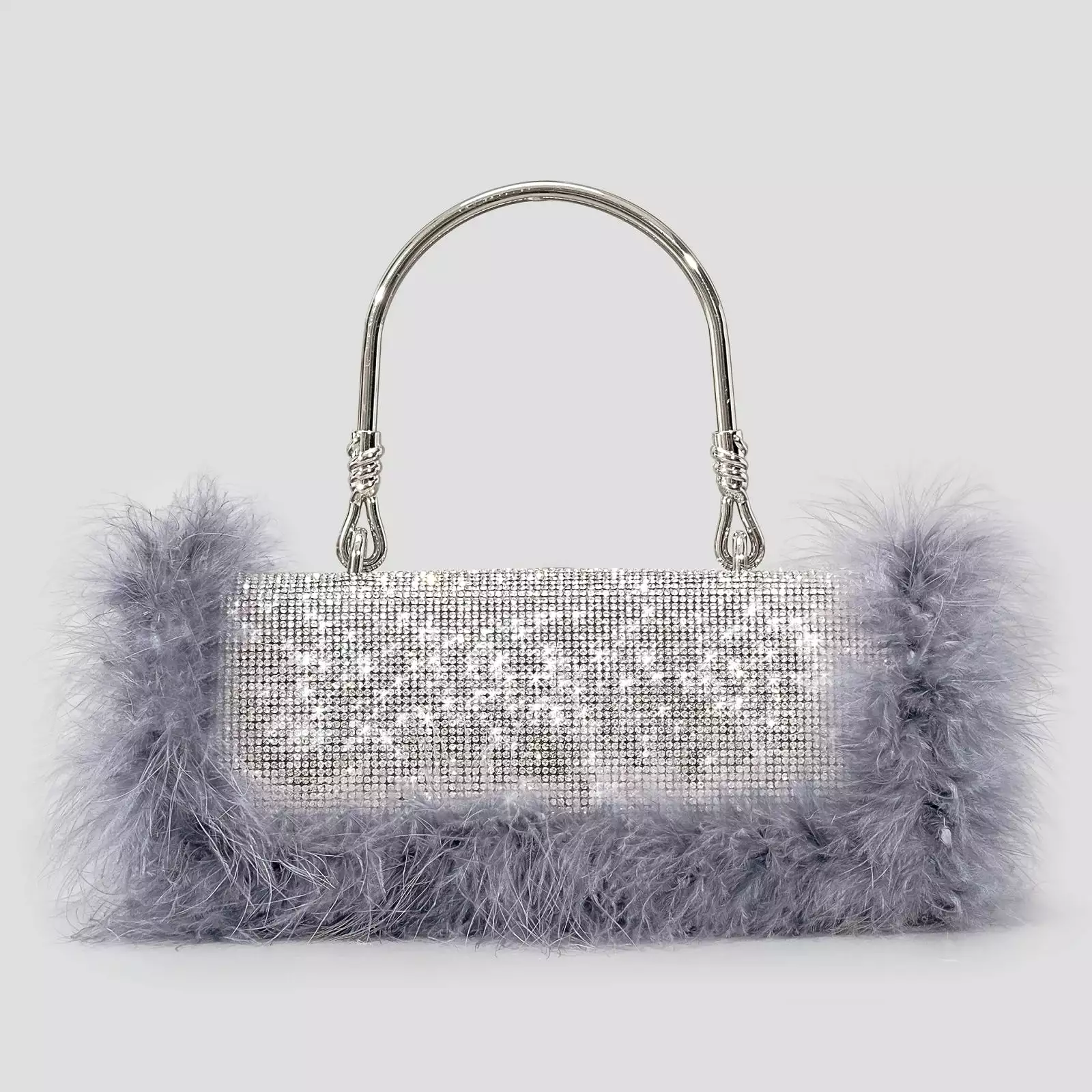 Rhinestone Evening Bag with  Feather Details