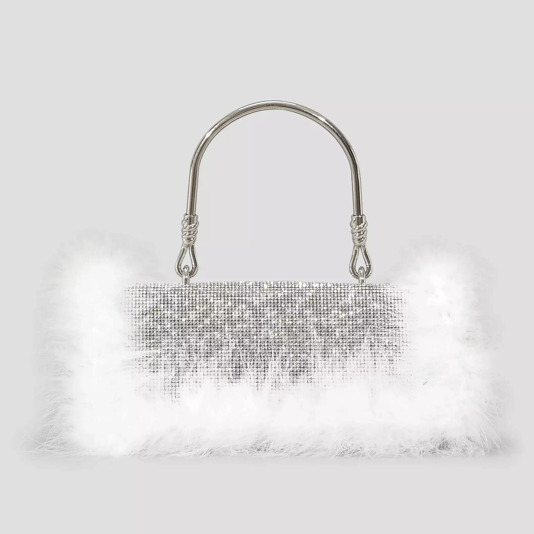 Rhinestone Evening Bag with  Feather Details