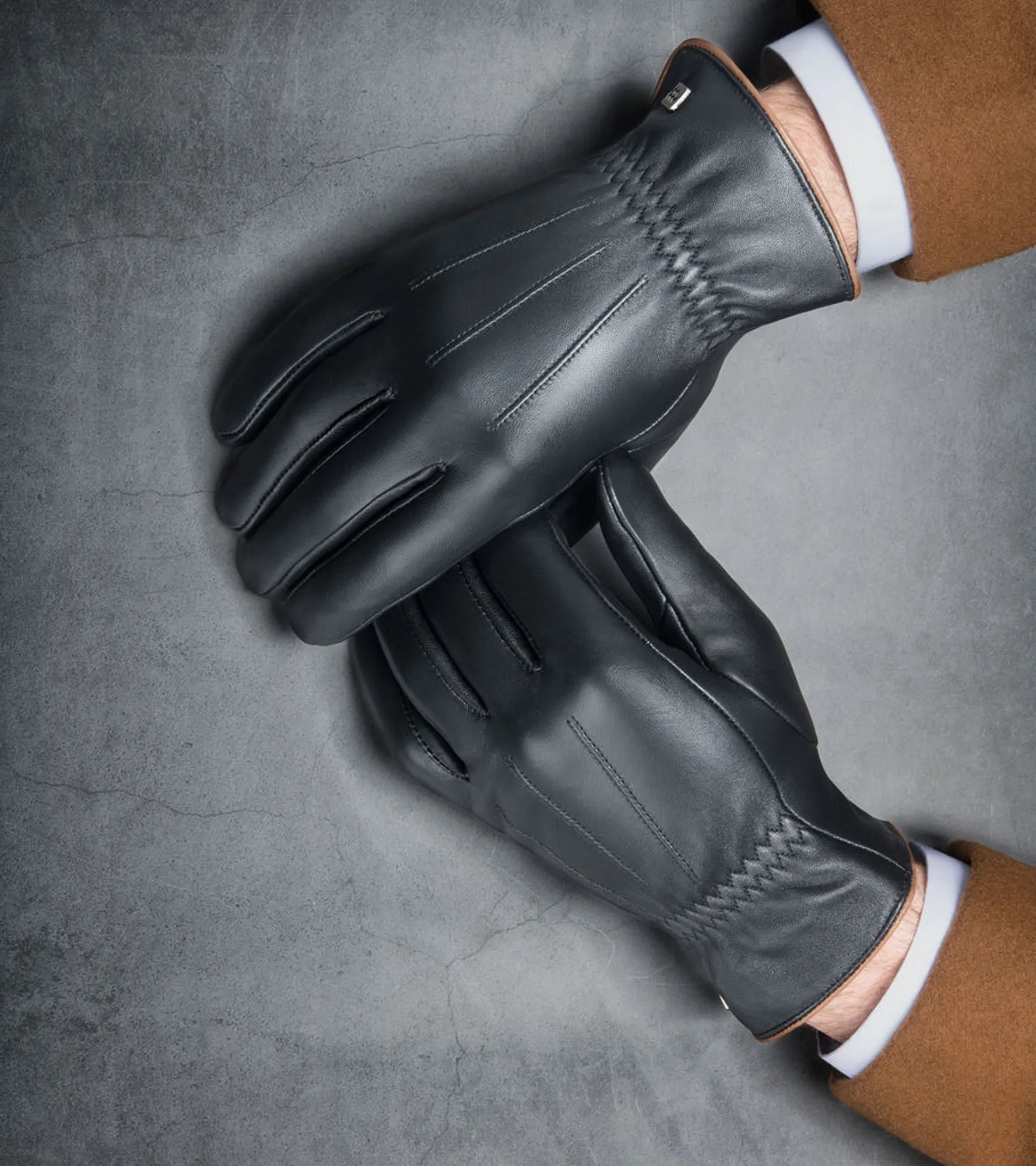 Ridged Real Leather Gloves