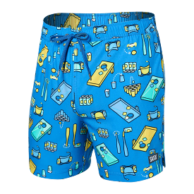 SAXX Men's Oh Buoy Stretch Volley Swim Shorts 5 - Beer Olympics- Racer Blue