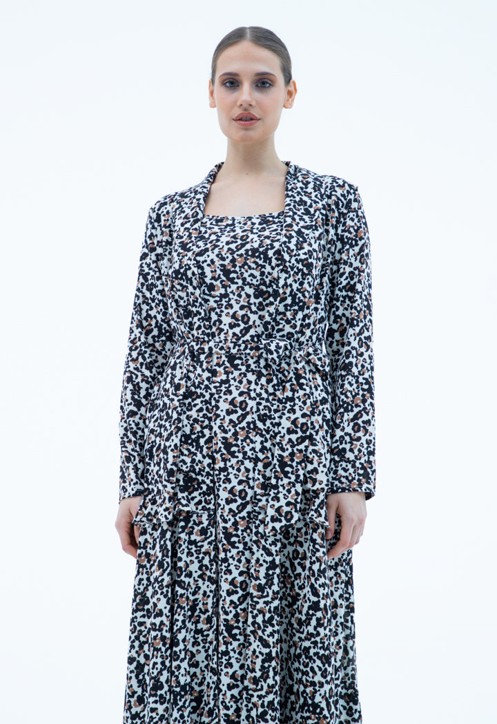 Shawl Collar Printed Maxi Abaya