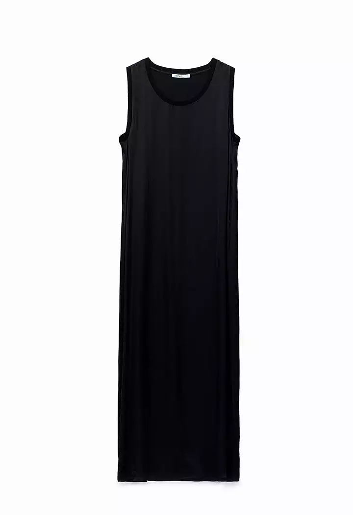 Solid A-line Maxi Sleeveless Dress