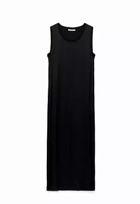 Solid A-line Maxi Sleeveless Dress