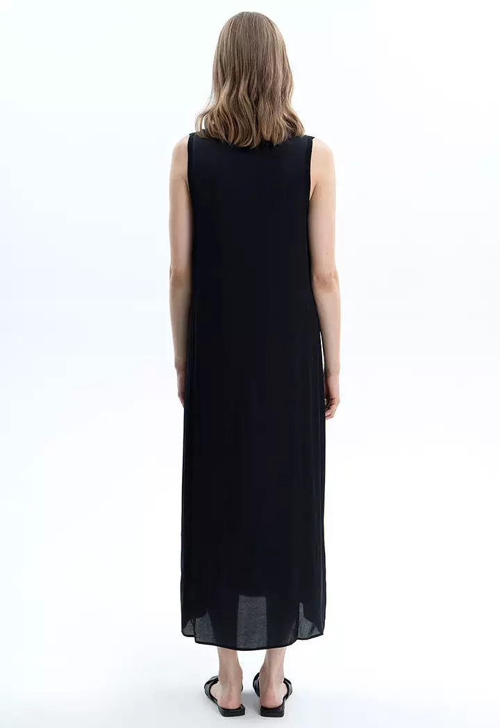 Solid A-line Maxi Sleeveless Dress