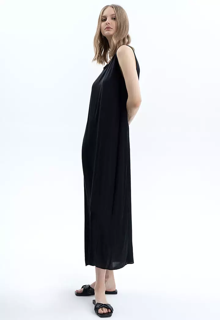 Solid A-line Maxi Sleeveless Dress