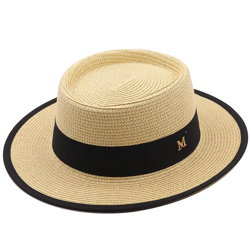 summer sun hat ladies fashion girl straw hat ribbon bow beach hat casual grass flat top panama hat bone womens visor cap