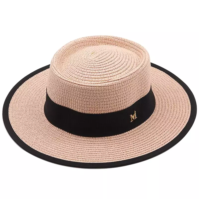 summer sun hat ladies fashion girl straw hat ribbon bow beach hat casual grass flat top panama hat bone womens visor cap