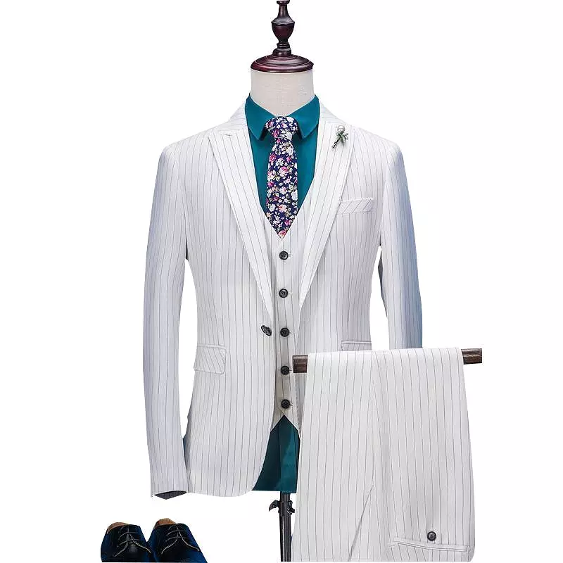 Super Smooth Striped Men 3 Piece Suit