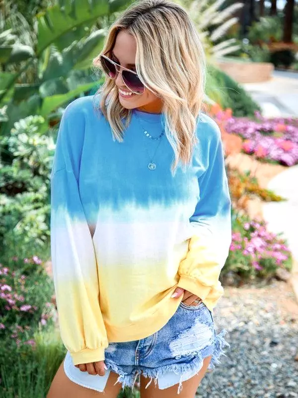 Tie Dye Gradient Print Women Sweatshirt