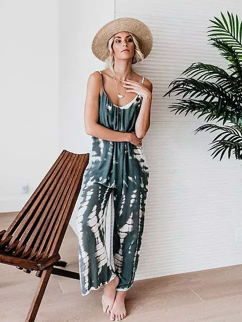 Tie Dye V Neck Fall Jumpsuits for Women