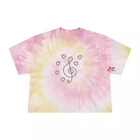 Treble Clef and Hearts Tie-Dye Crop T-Shirt