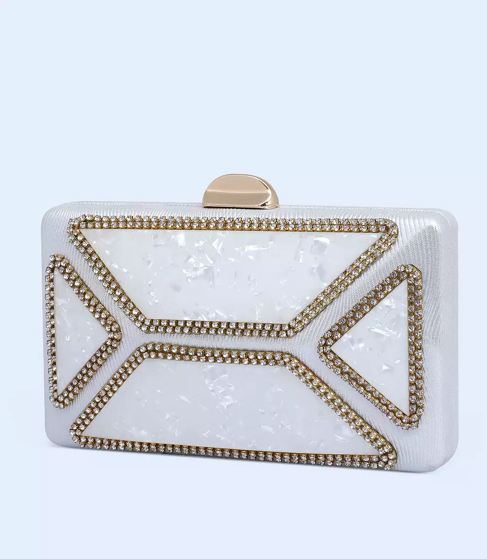 WB2502-SILVER-Women Snazzy Clutch