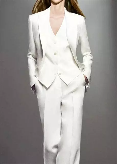 White Formal Three Piece Pantsuit