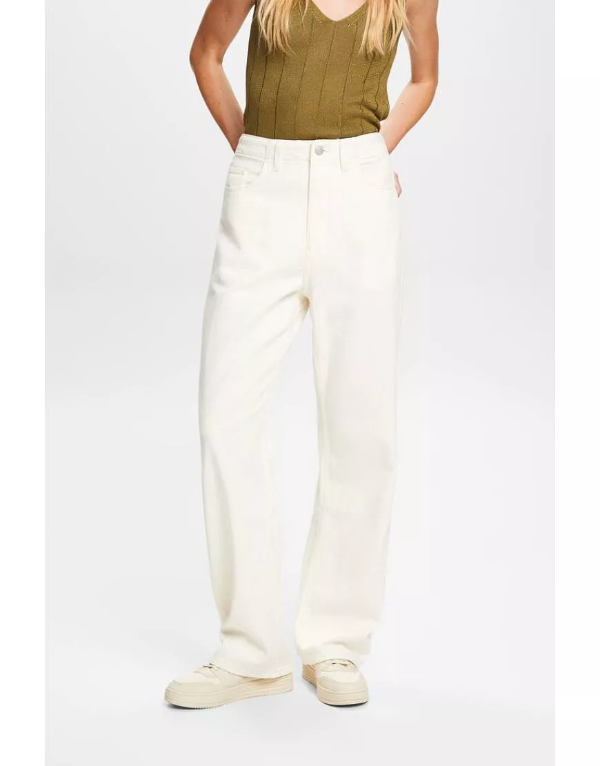 Wide leg twill Pants White