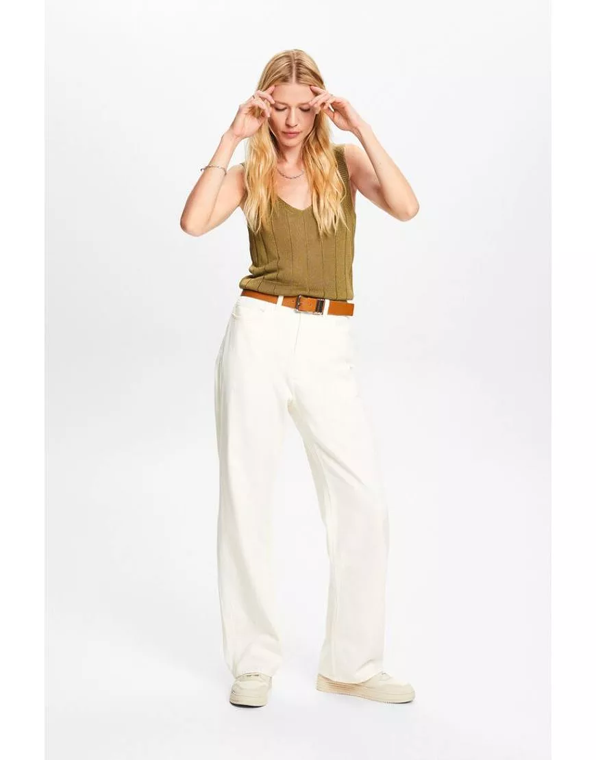 Wide leg twill Pants White