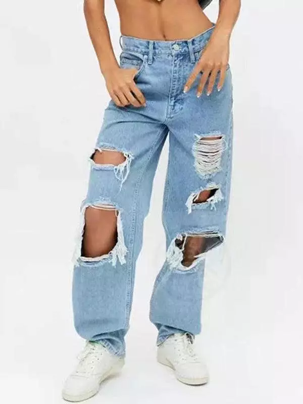 Women Ripped Baggy Jeans