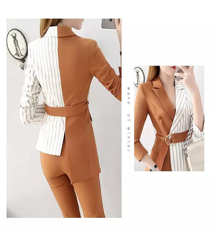 Women Slim Splicing Pantsuit