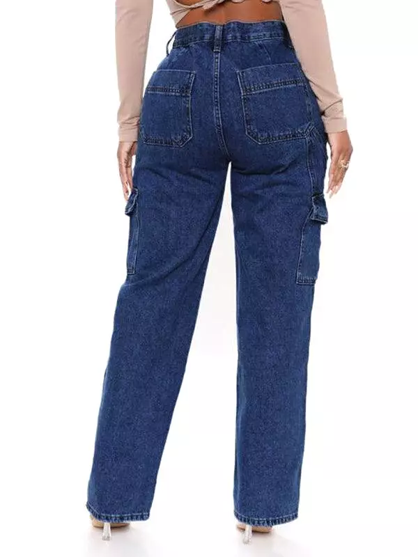 Women Wide Legs Cargo Jeans