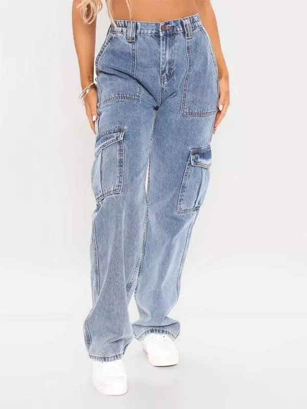 Women Wide Legs Cargo Jeans