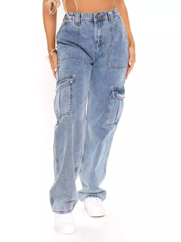 Women Wide Legs Cargo Jeans