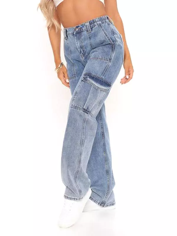 Women Wide Legs Cargo Jeans