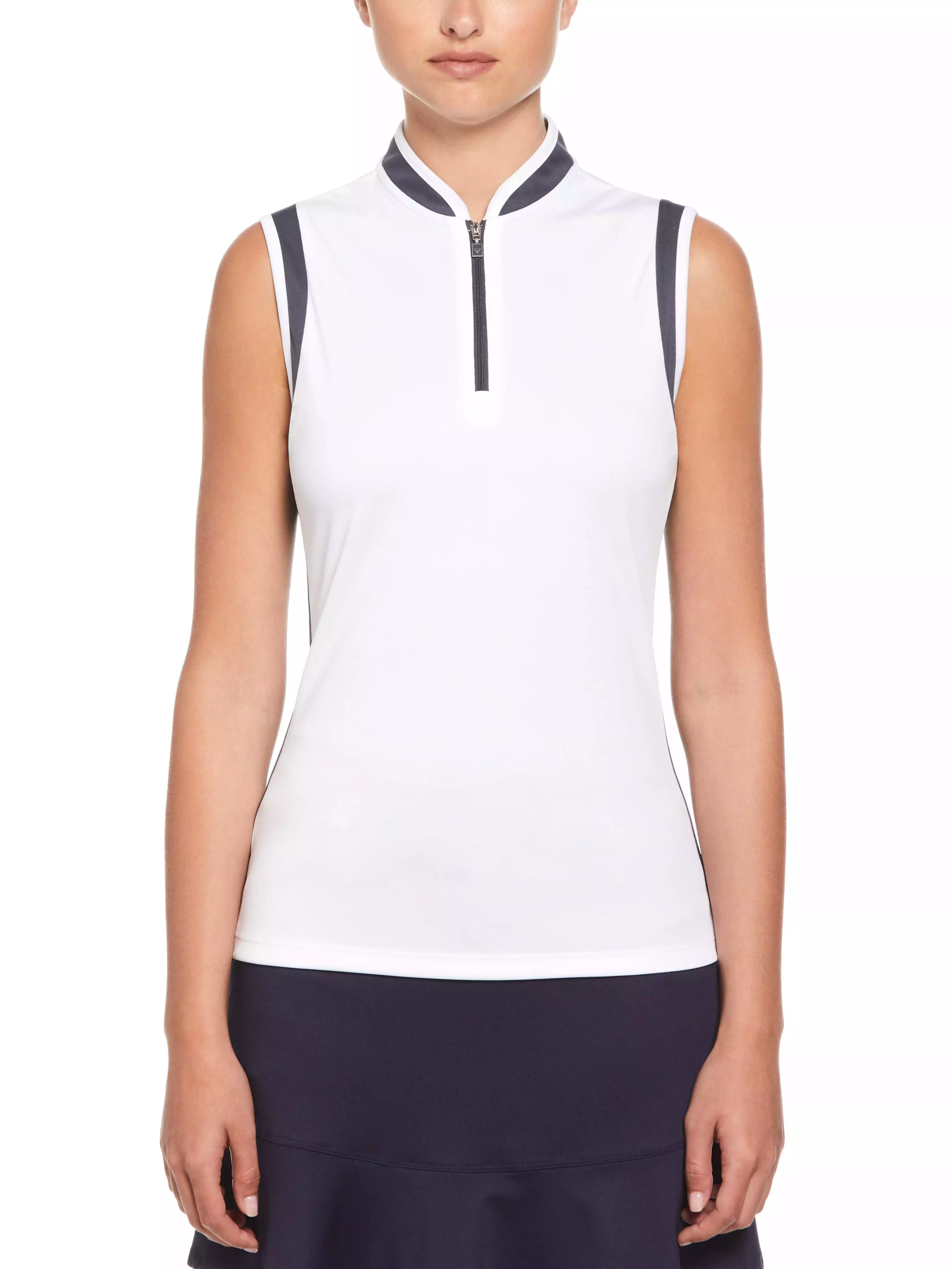 Womens Color Block Mandarin Collar Golf Polo