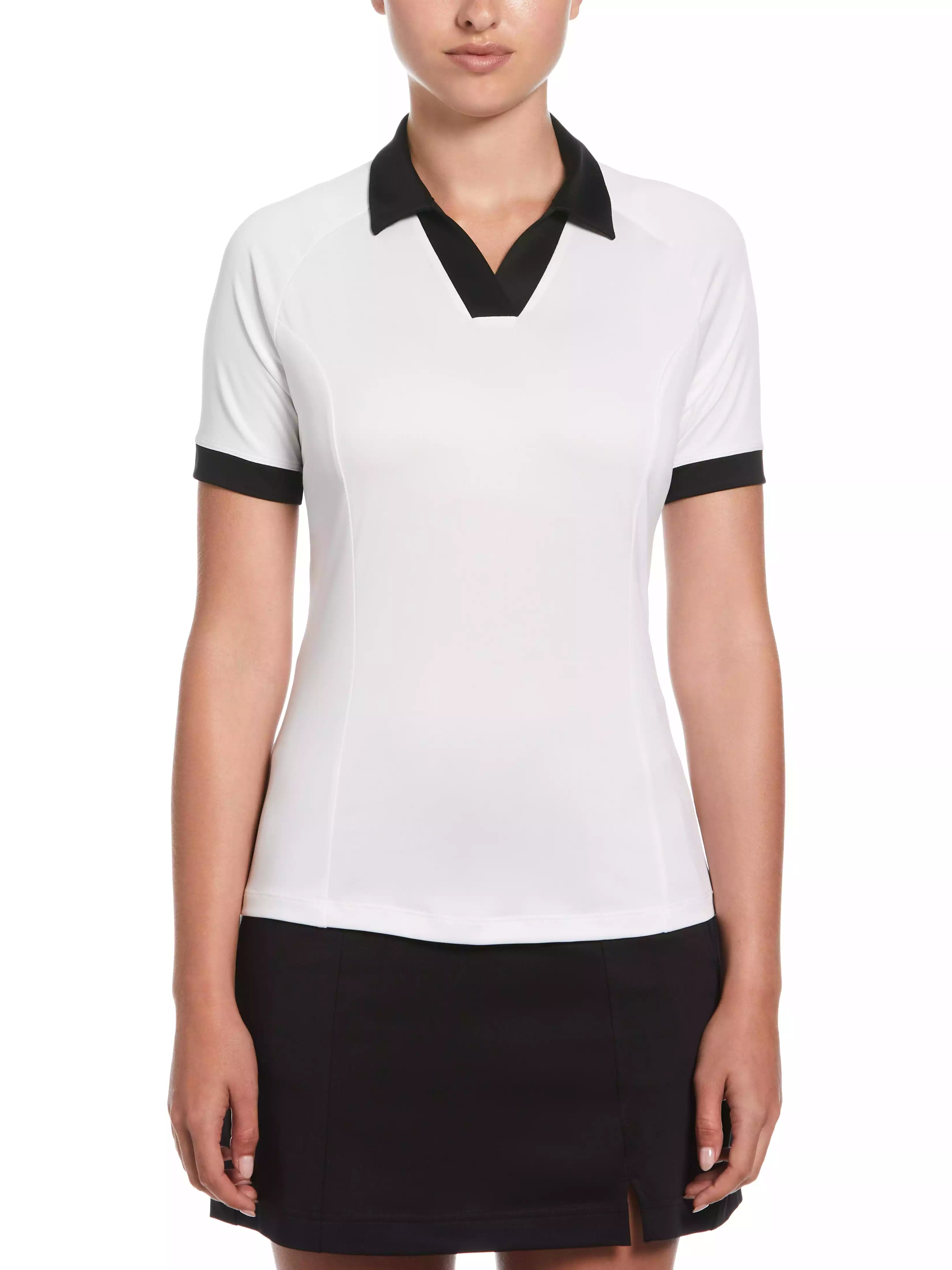 Womens Color Block V-Placket Golf Polo