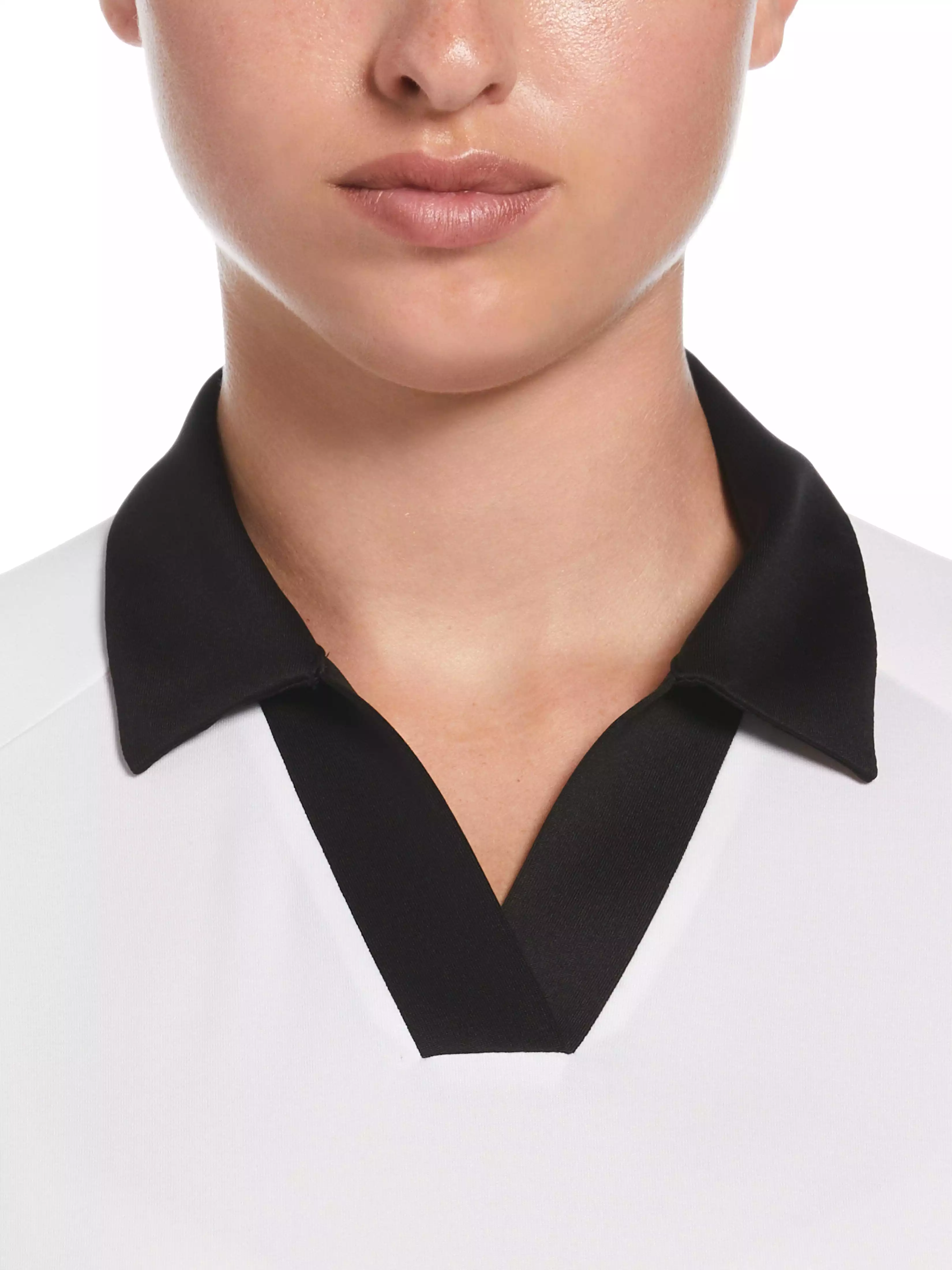 Womens Color Block V-Placket Golf Polo